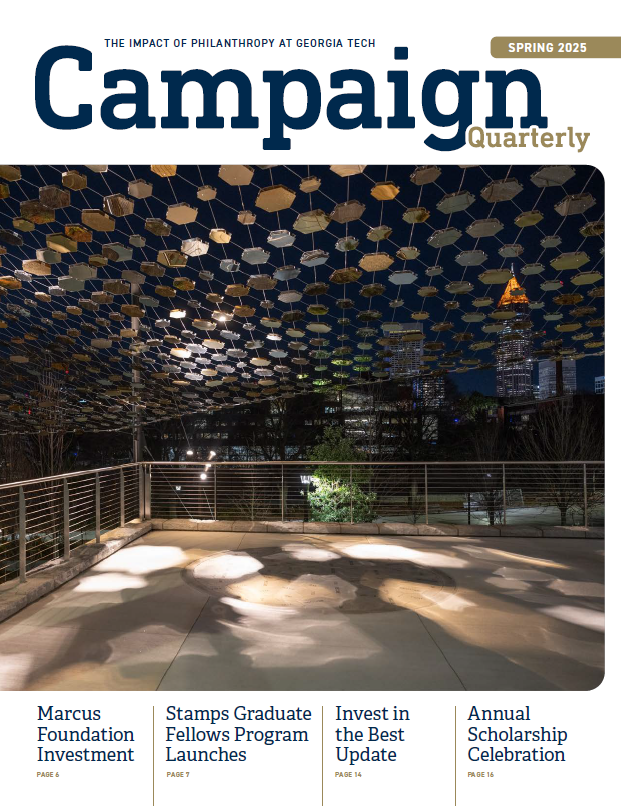 cover of Spring 2025 CQ: photo of Pathway of Progress installation at night
