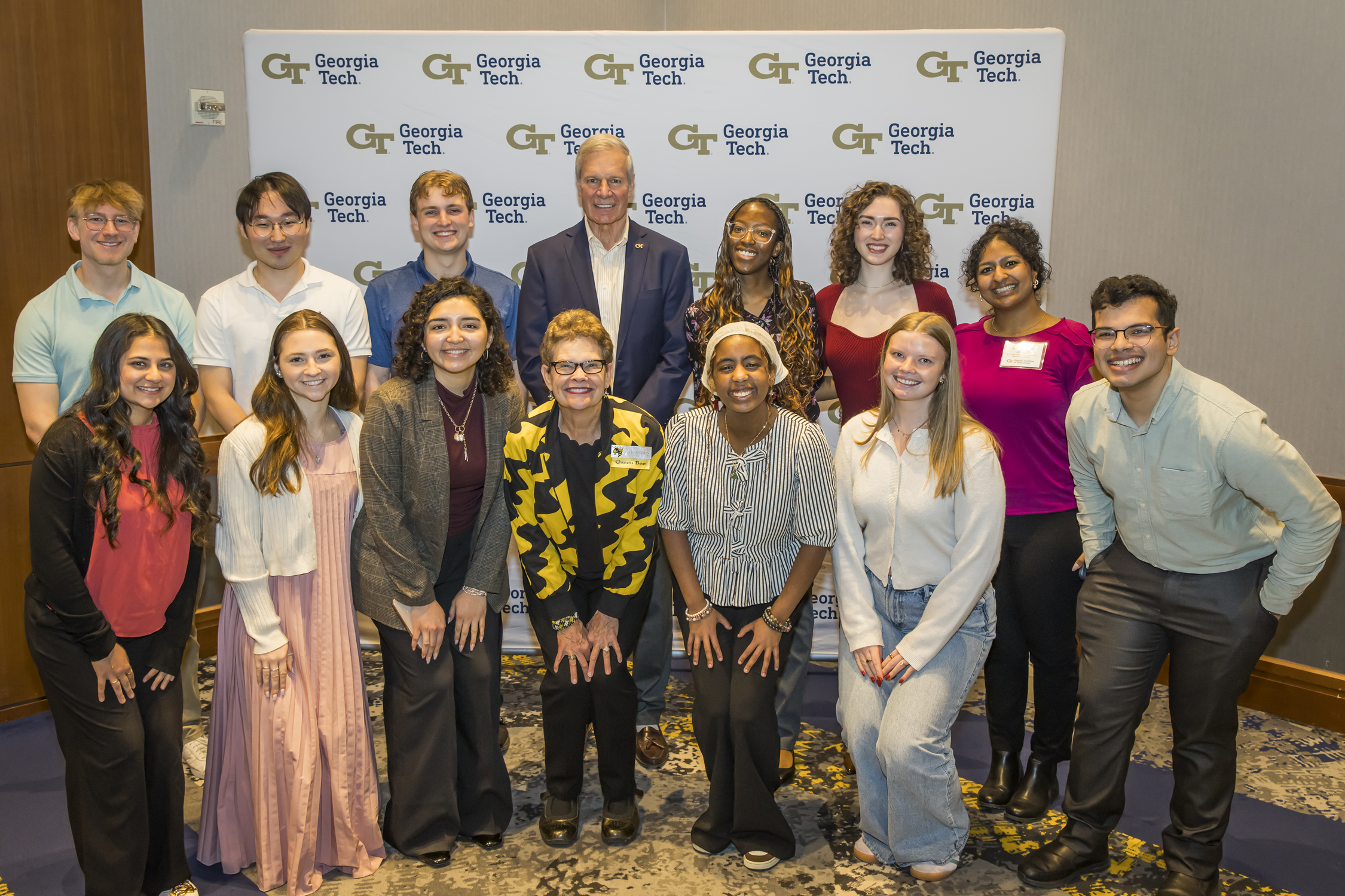 Val and Bud Peterson with students