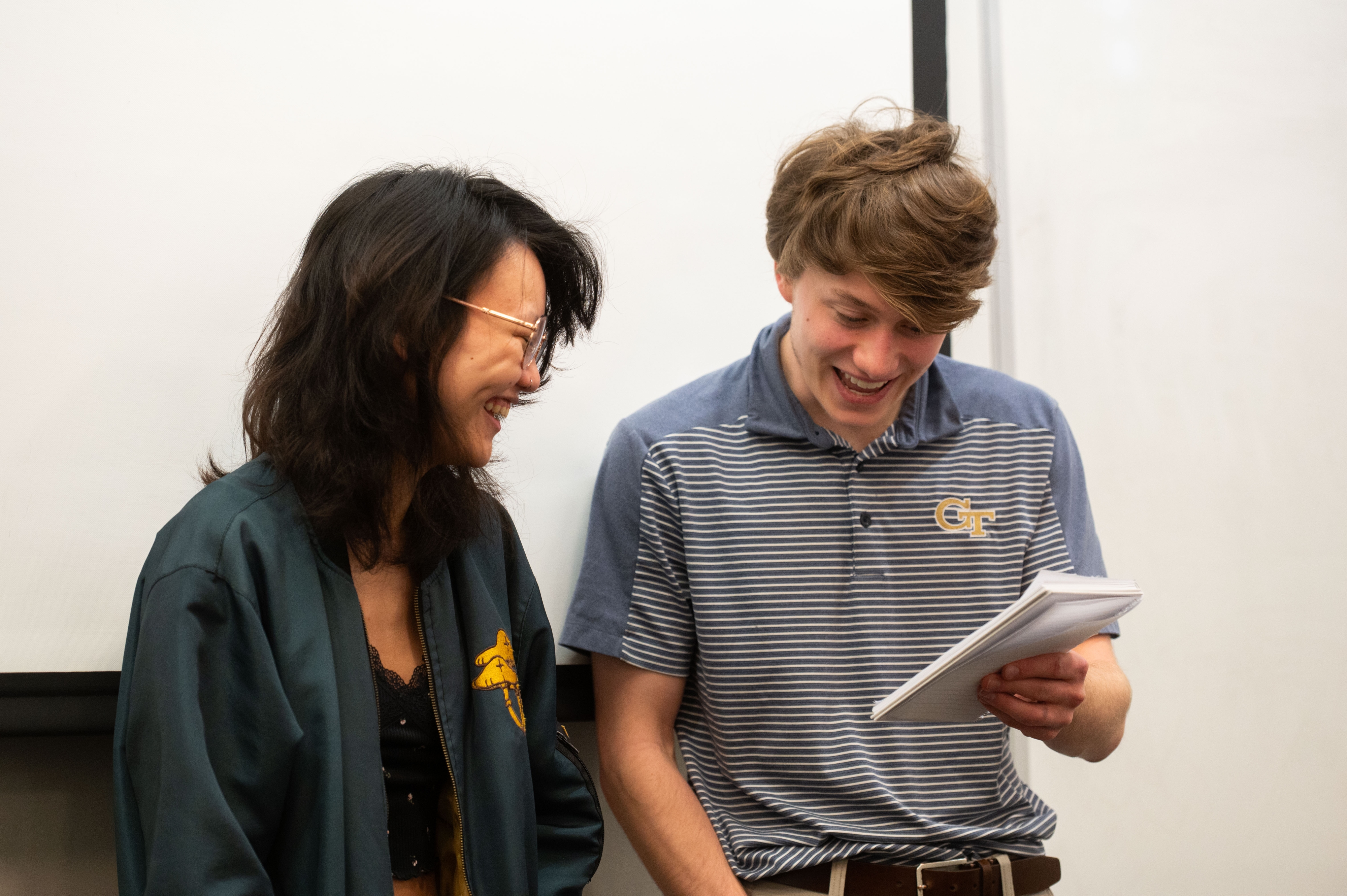two modern language students in German class