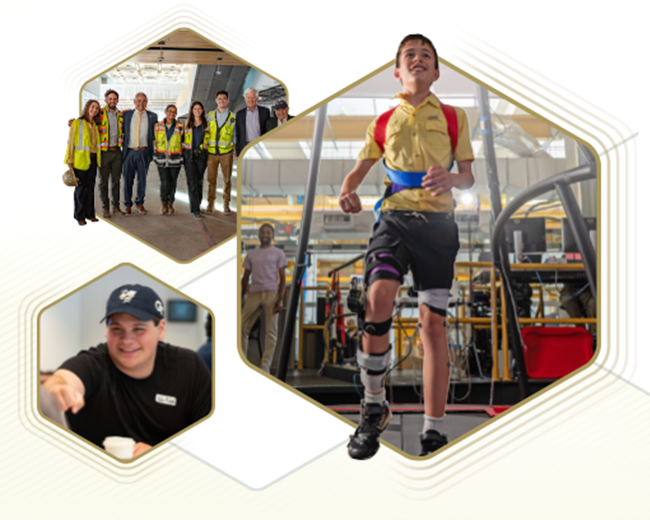 three images as hexagons from campus events and research