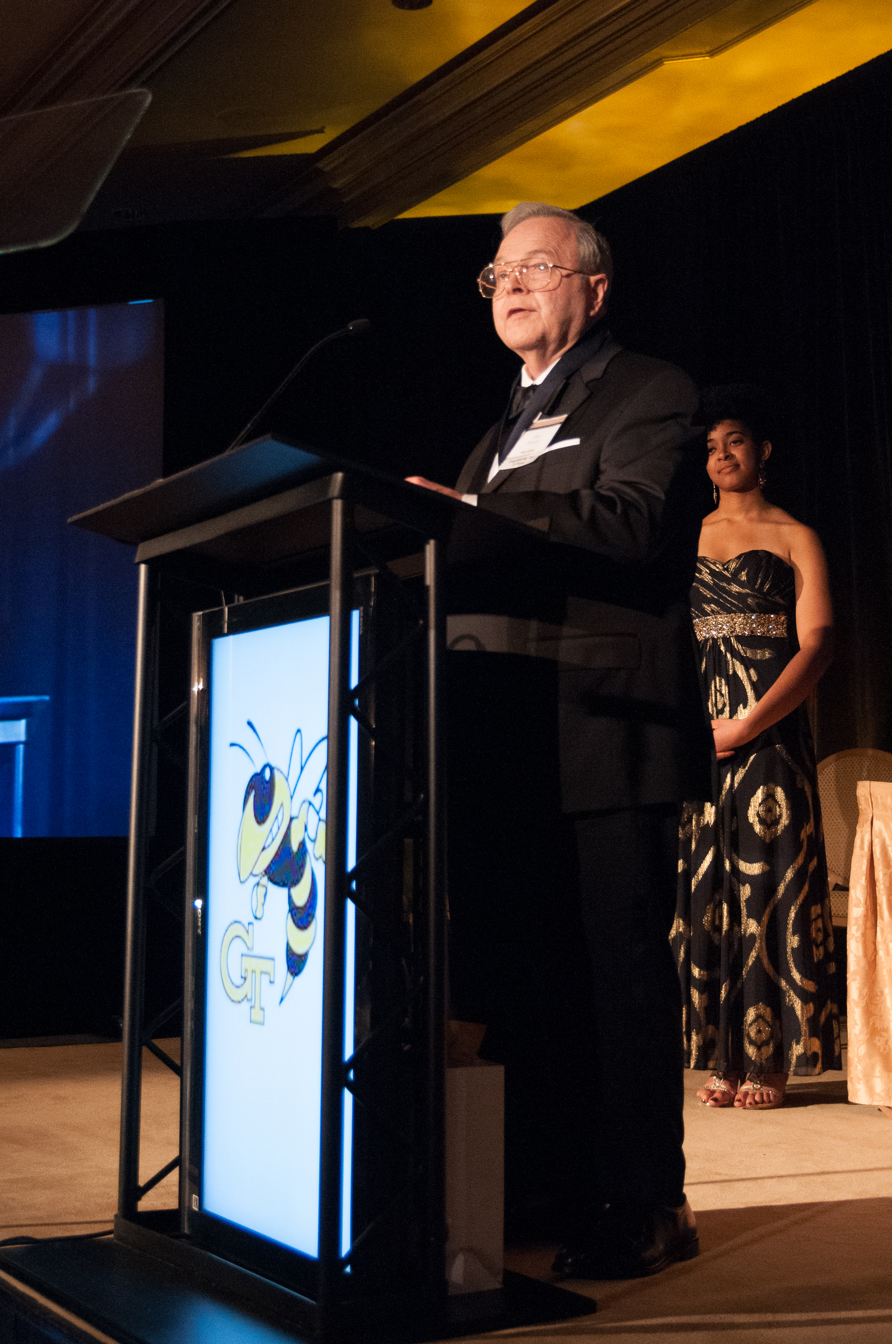 Durstine at a podium