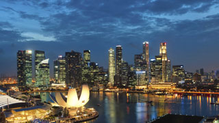 Singapore lit up at night