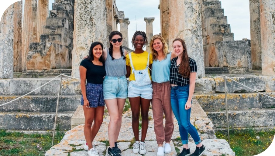 five students studying abroad